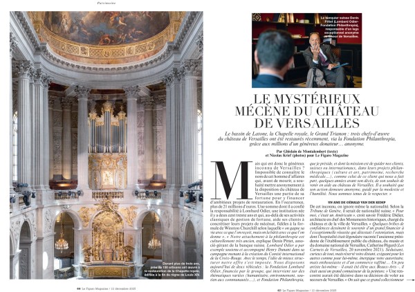 Pour le Figaro Magazine. Mécénat au Château de Versailles