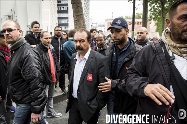 Philippe MARTINEZ, secrétaire général de la CGT ( Confédération générale du travail ) au départ de la manifestation du 25 mai contre la loi El KHOMRI.