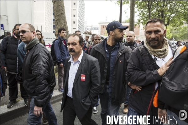 Philippe MARTINEZ, secrétaire général de la CGT ( Confédération générale du travail ) au départ de la manifestation du 25 mai contre la loi El KHOMRI.