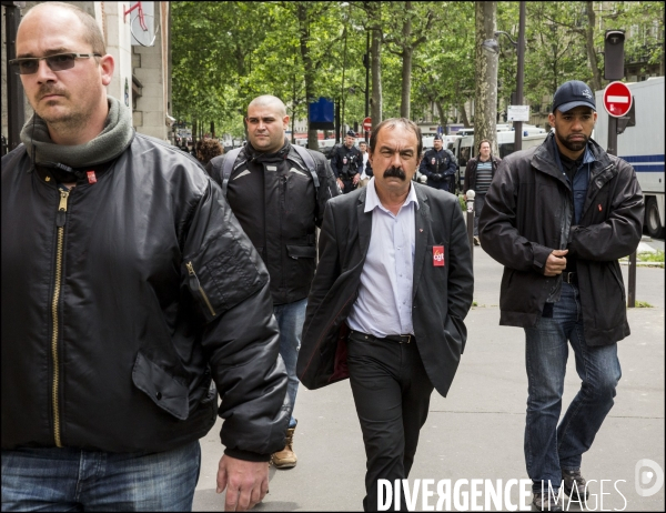 Philippe MARTINEZ, secrétaire général de la CGT ( Confédération générale du travail ) au départ de la manifestation du 25 mai contre la loi El KHOMRI.