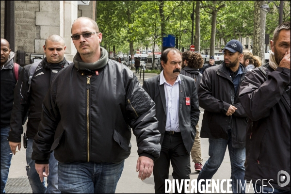 Philippe MARTINEZ, secrétaire général de la CGT ( Confédération générale du travail ) au départ de la manifestation du 25 mai contre la loi El KHOMRI.