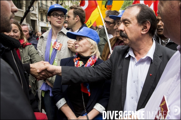 Philippe MARTINEZ, secrétaire général de la CGT ( Confédération générale du travail ) au départ de la manifestation du 25 mai contre la loi El KHOMRI.