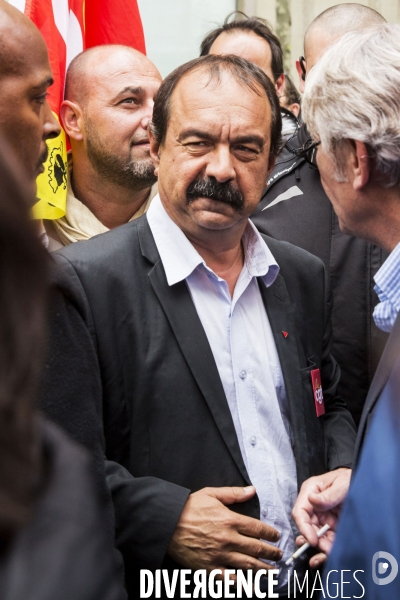 Philippe MARTINEZ, secrétaire général de la CGT ( Confédération générale du travail ) au départ de la manifestation du 25 mai contre la loi El KHOMRI.