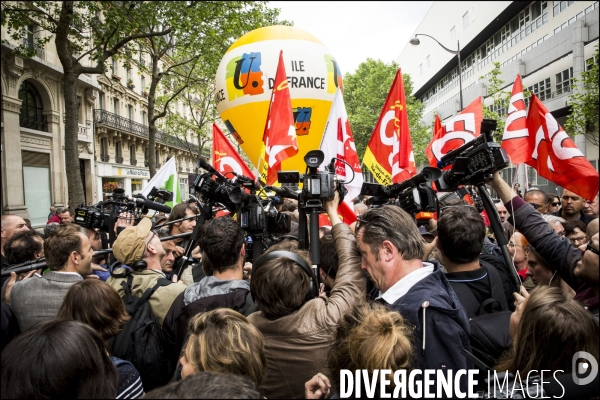 Philippe MARTINEZ, secrétaire général de la CGT ( Confédération générale du travail ) au départ de la manifestation du 25 mai contre la loi El KHOMRI.