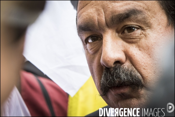 Philippe MARTINEZ, secrétaire général de la CGT ( Confédération générale du travail ) au départ de la manifestation du 25 mai contre la loi El KHOMRI.