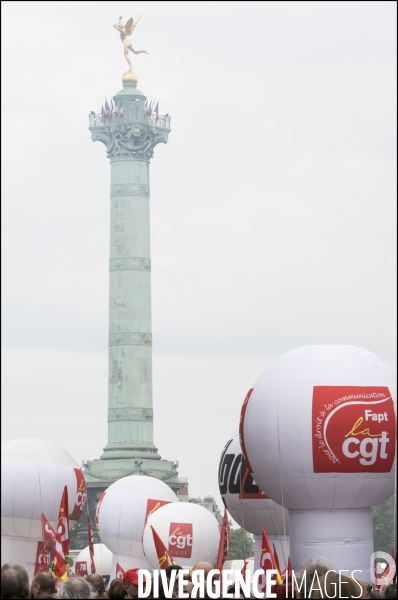 Philippe MARTINEZ, secrétaire général de la CGT ( Confédération générale du travail ) au départ de la manifestation du 25 mai contre la loi El KHOMRI.