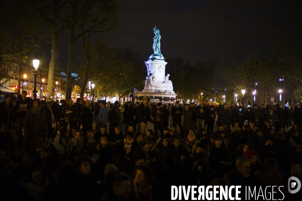 Nuit Debout  , place de la République.