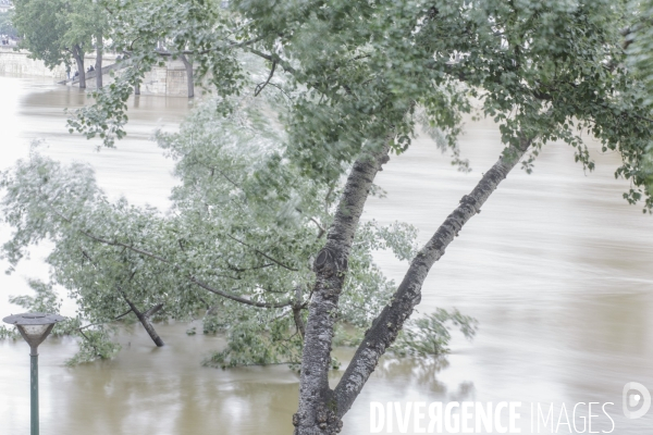 Evocation de la crue exceptionnelle de la Seine à Paris, juin 2016.