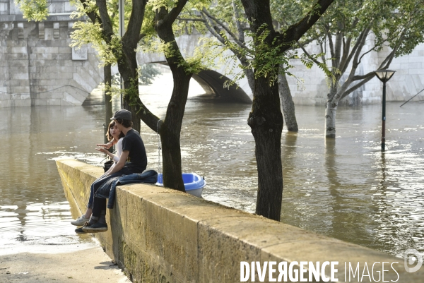 La Seine en crue à Paris. Seine flooded in Paris.