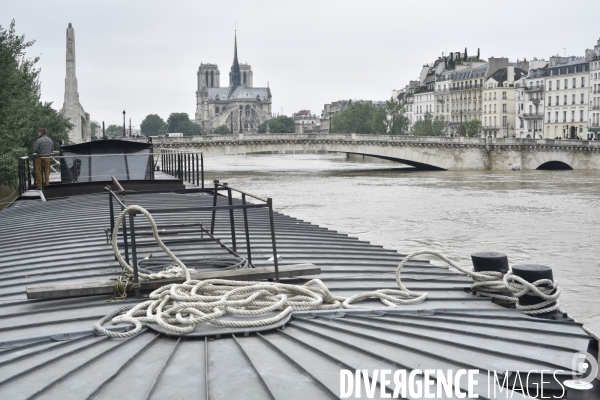 La Seine en crue à Paris. Seine flooded in Paris.