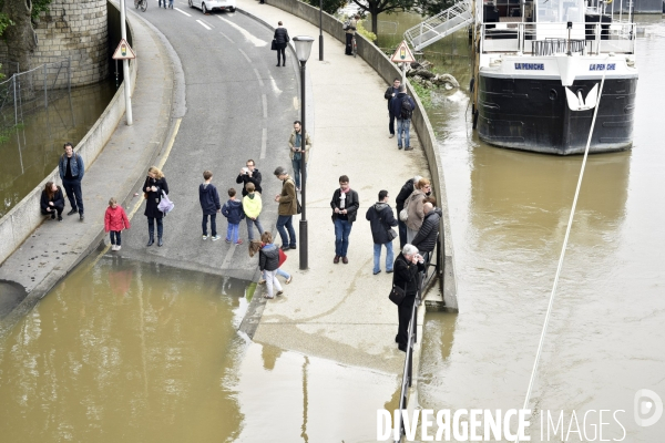 La Seine en crue à Paris. Seine flooded in Paris.