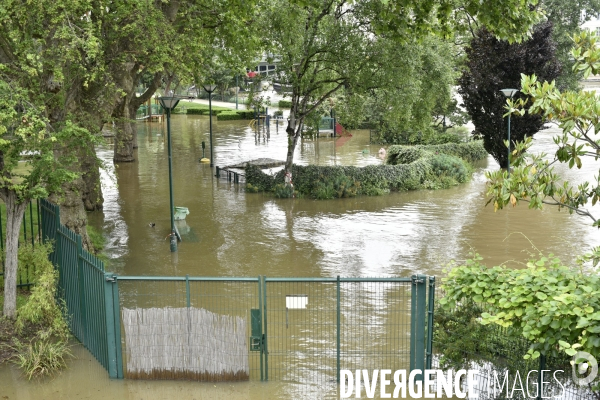 La Seine en crue à Paris. Seine flooded in Paris.