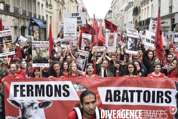 Marche pour la fermeture des abattoirs Paris 2016.Walk to the closure of slaughterhouses.