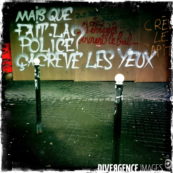 Tags et dégradations sur le parcours de la manifestation contre la loi travail