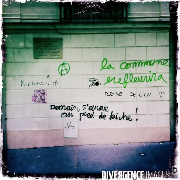 Tags et dégradations sur le parcours de la manifestation contre la loi travail