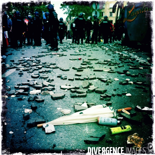 Tags et dégradations sur le parcours de la manifestation contre la loi travail