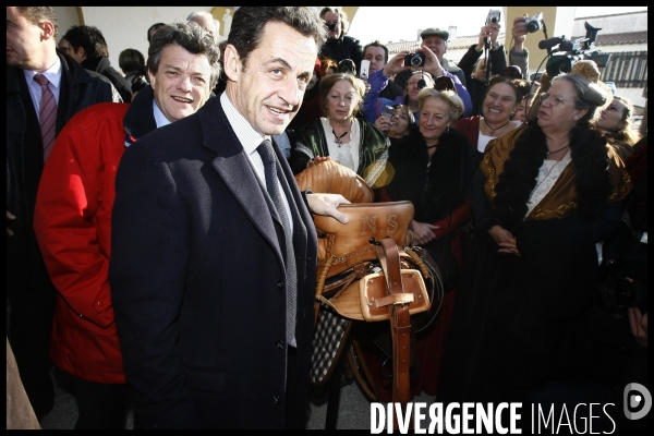 Deplacement de nicolas sarkozy en camargues