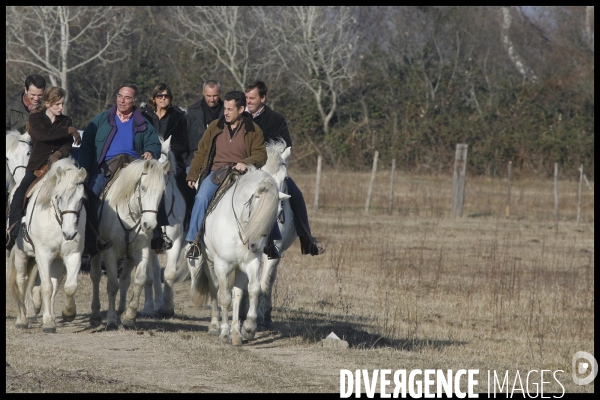 Deplacement de nicolas sarkozy en camargues