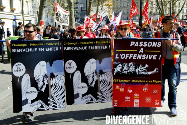 Manifestation contre les reformes du gouvernement, la loi Macron, et contre l austerite