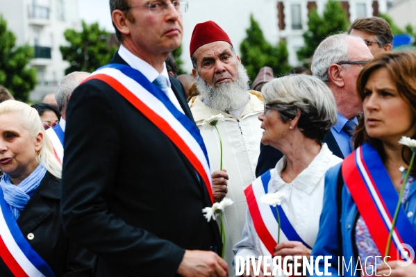 Marche organisée par la mairie de Mantes-la -Jolie à la mémoire des deux policiers  tués, Jessica Schneider et Jean-Baptiste Salvaing