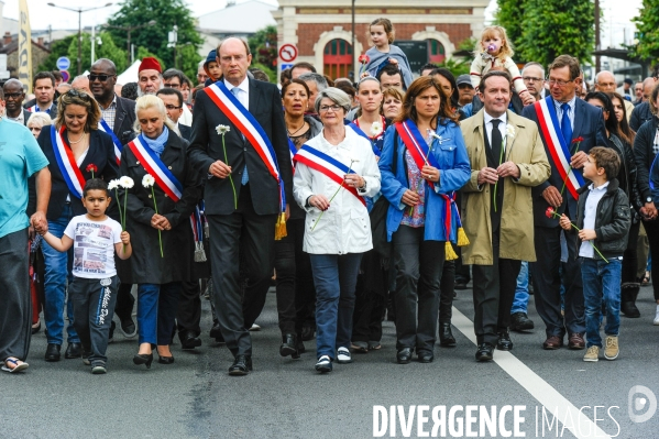 Marche organisée par la mairie de Mantes-la -Jolie à la mémoire des deux policiers  tués, Jessica Schneider et Jean-Baptiste Salvaing
