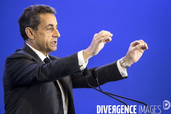 Nicolas SARKOZY, président du parti Les Républicains clôt une matinée de travail sur les institutions.