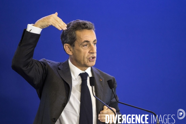 Nicolas SARKOZY, président du parti Les Républicains clôt une matinée de travail sur les institutions.