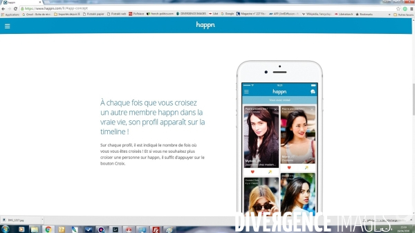 Happn, site permettant de retrouver une personne croisée par hasard.