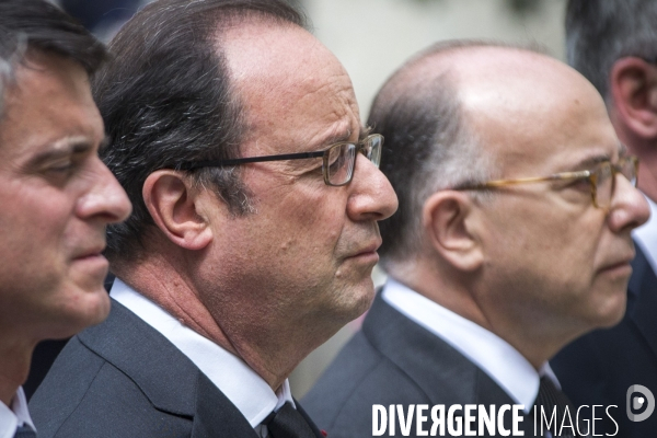 Hollande, Valls, Cazeneuve: minute de silence en souvenir d un couple de policiers assassinés a Magnanville