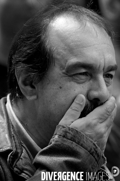 Philippe Martinez les dirigeants syndicaux CGT Paris.  CGT Union leader Philippe Martinez leads demonstration in Paris.