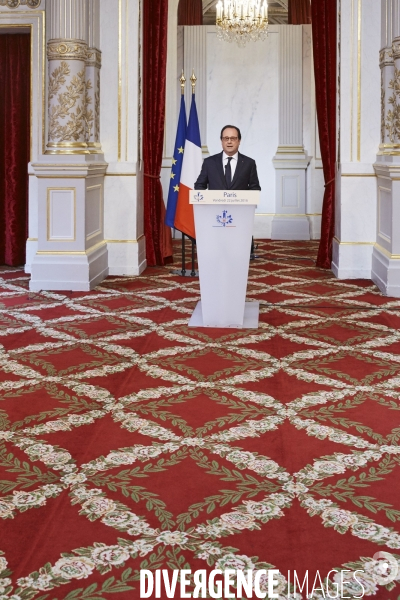 Elysée , conseil de defense et allocution de François Hollande