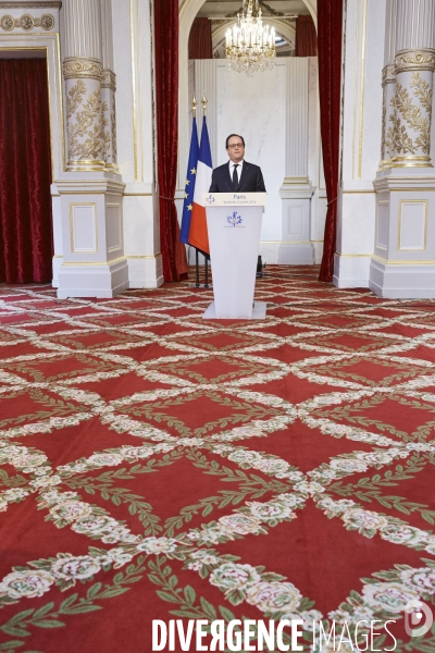 Elysée , conseil de defense et allocution de François Hollande
