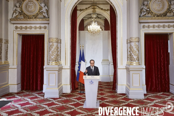 Elysée , conseil de defense et allocution de François Hollande