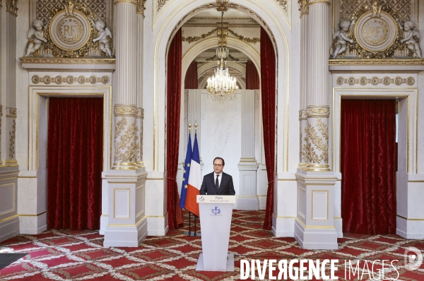 Elysée , conseil de defense et allocution de François Hollande