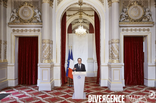 Elysée , conseil de defense et allocution de François Hollande