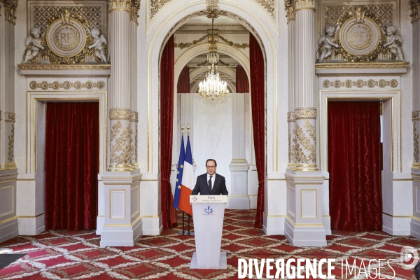 Elysée , conseil de defense et allocution de François Hollande