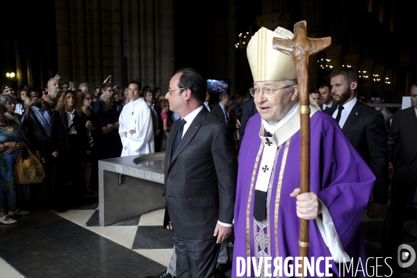 Messe hommage à Notre-Dame de Paris en mémoire du père Jacques Hamel assassiné à Saint-Etienne-du-Rouvray