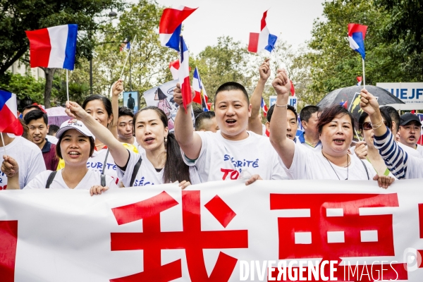 Manifestation de la communaute chinoise contre la violence et le racisme anti-asiatique