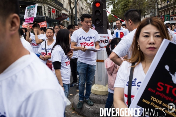 Manifestation  Sécurité pour tous   organisée par 60 associations des chinois de France, place de la République.