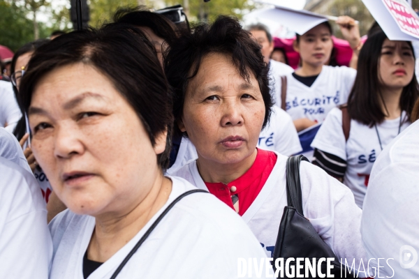 Manifestation  Sécurité pour tous   organisée par 60 associations des chinois de France, place de la République.