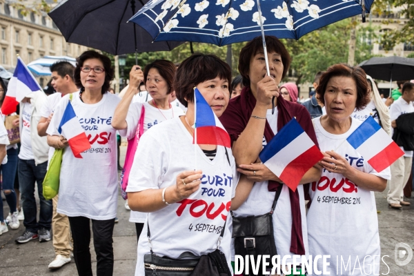 Manifestation  Sécurité pour tous   organisée par 60 associations des chinois de France, place de la République.