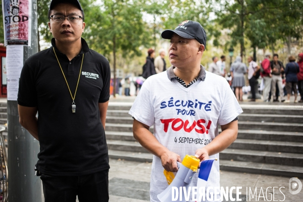 Manifestation  Sécurité pour tous   organisée par 60 associations des chinois de France, place de la République.