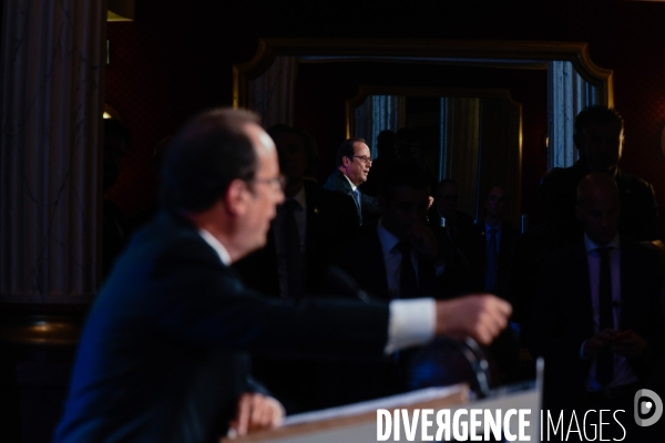 François Hollande salle Wagram.  La démocratie face au terrorisme 