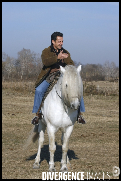 Deplacement de nicolas sarkozy en camargues