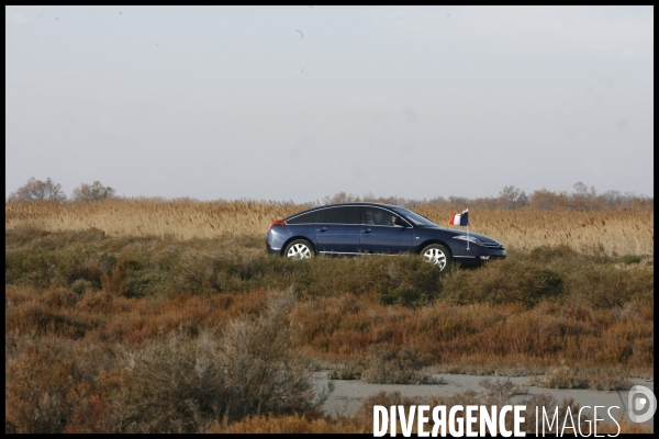 Deplacement de nicolas sarkozy en camargues