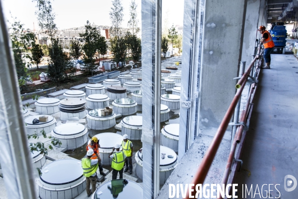 Sur le chantier du nouveau Palais de Justice dans le nord de Paris, à coté du nouveau quartier des Batignolles