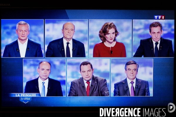 1er débat télévisé organisé par TF1, RTL et Le Figaro, entre les sept candidats aux primaires de la droite et du centre.