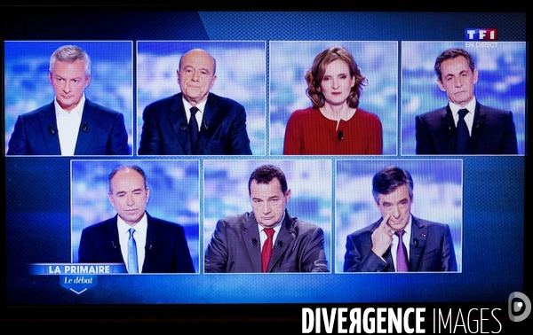 1er débat télévisé organisé par TF1, RTL et Le Figaro, entre les sept candidats aux primaires de la droite et du centre.