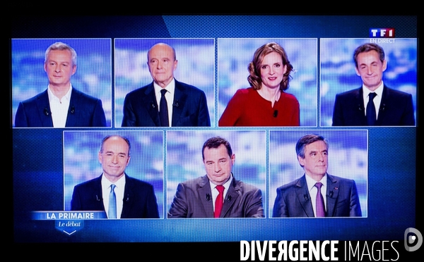 1er débat télévisé organisé par TF1, RTL et Le Figaro, entre les sept candidats aux primaires de la droite et du centre.