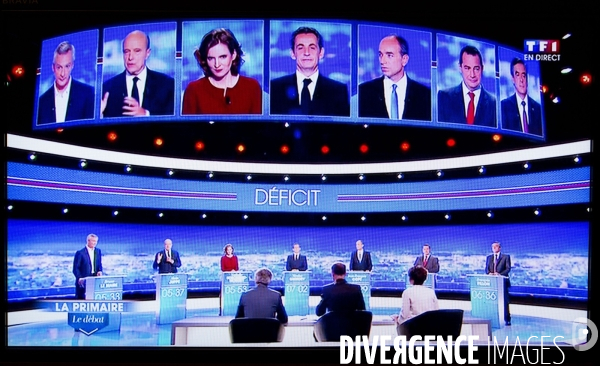 1er débat télévisé organisé par TF1, RTL et Le Figaro, entre les sept candidats aux primaires de la droite et du centre.